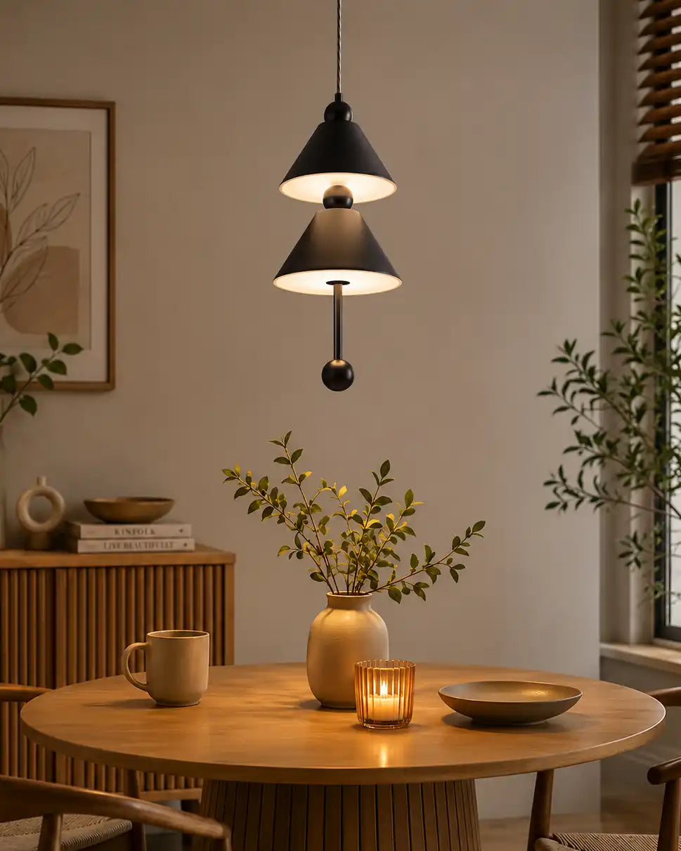 Axis Duo Cone Pendant Light - Black