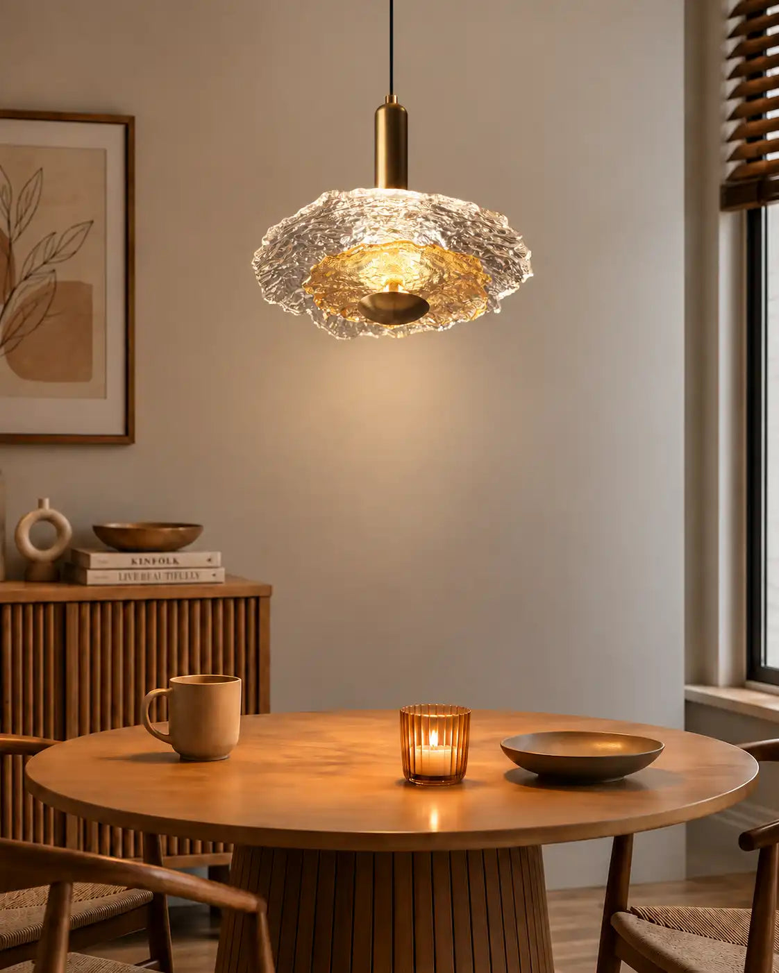 Lumière Sculptural Glass Pendant Light - Amber