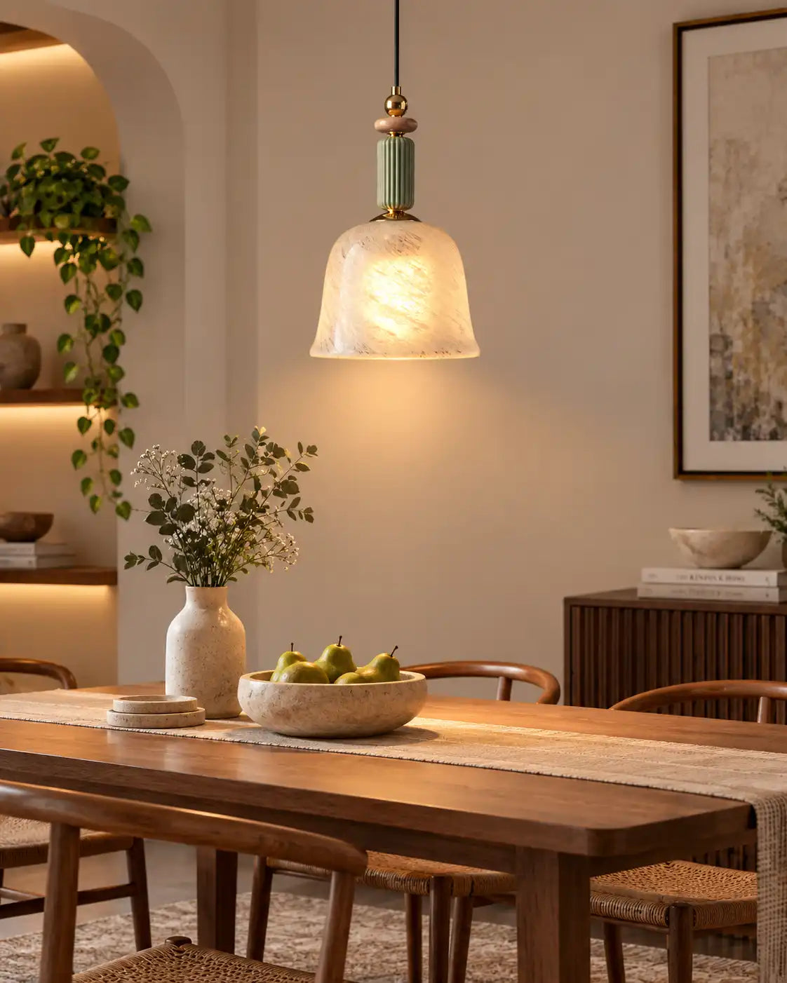 Serene Jade Alabaster Pendant Light