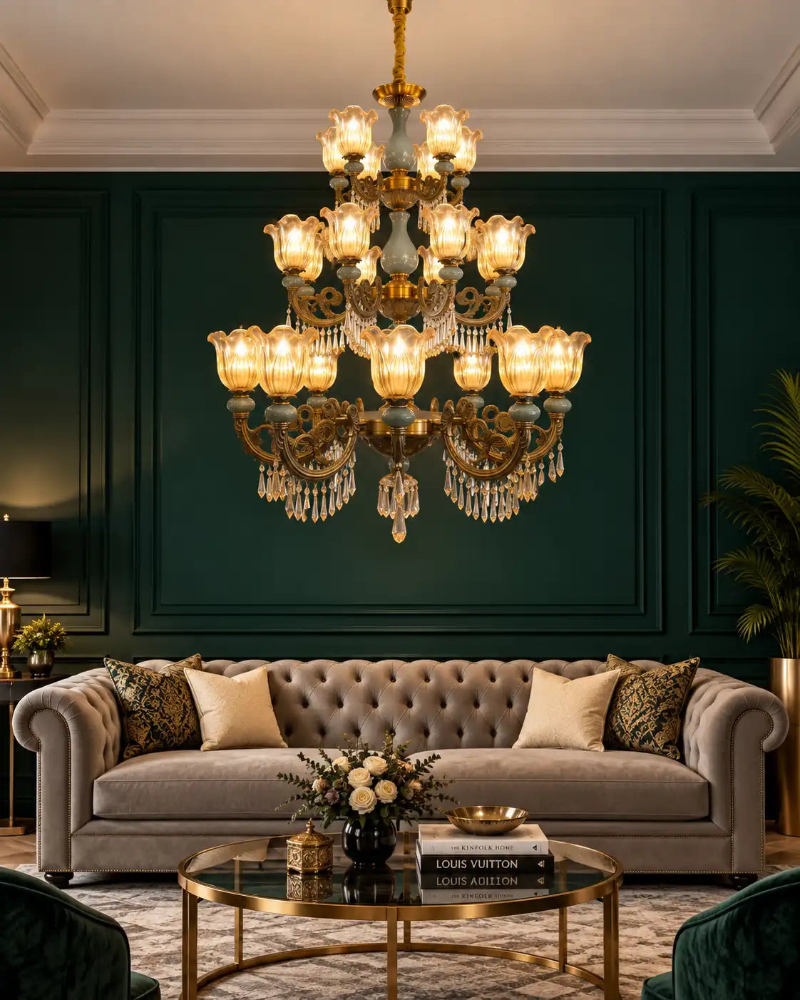 Celadon Crest Tiered Chandelier - 24 Lights