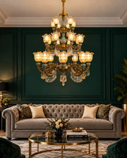 Celadon Crest Tiered Chandelier - 24 Lights