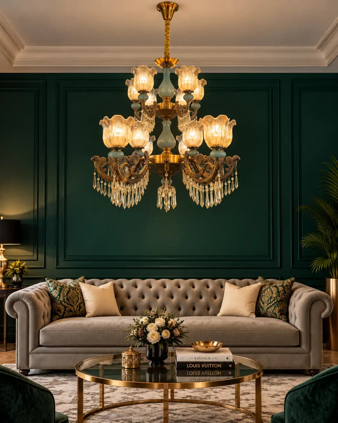 Celadon Crest Tiered Chandelier - 12 Lights