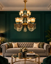Celadon Crest Tiered Chandelier - 12 Lights