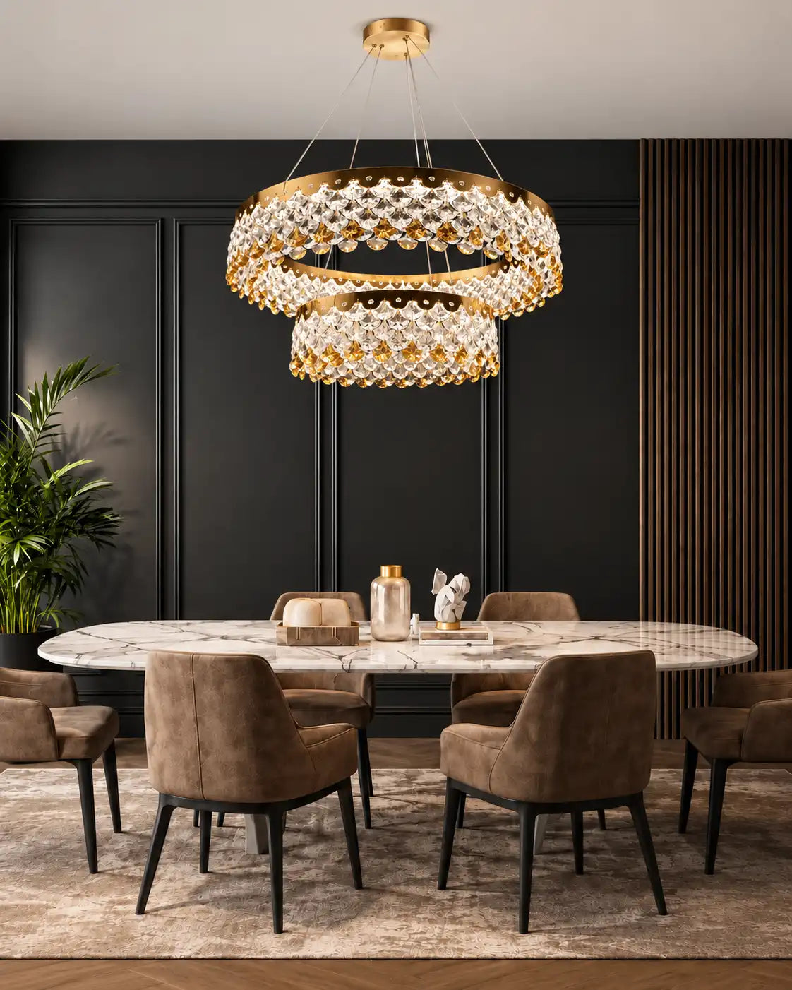 Gilded Scales Crystal Chandelier