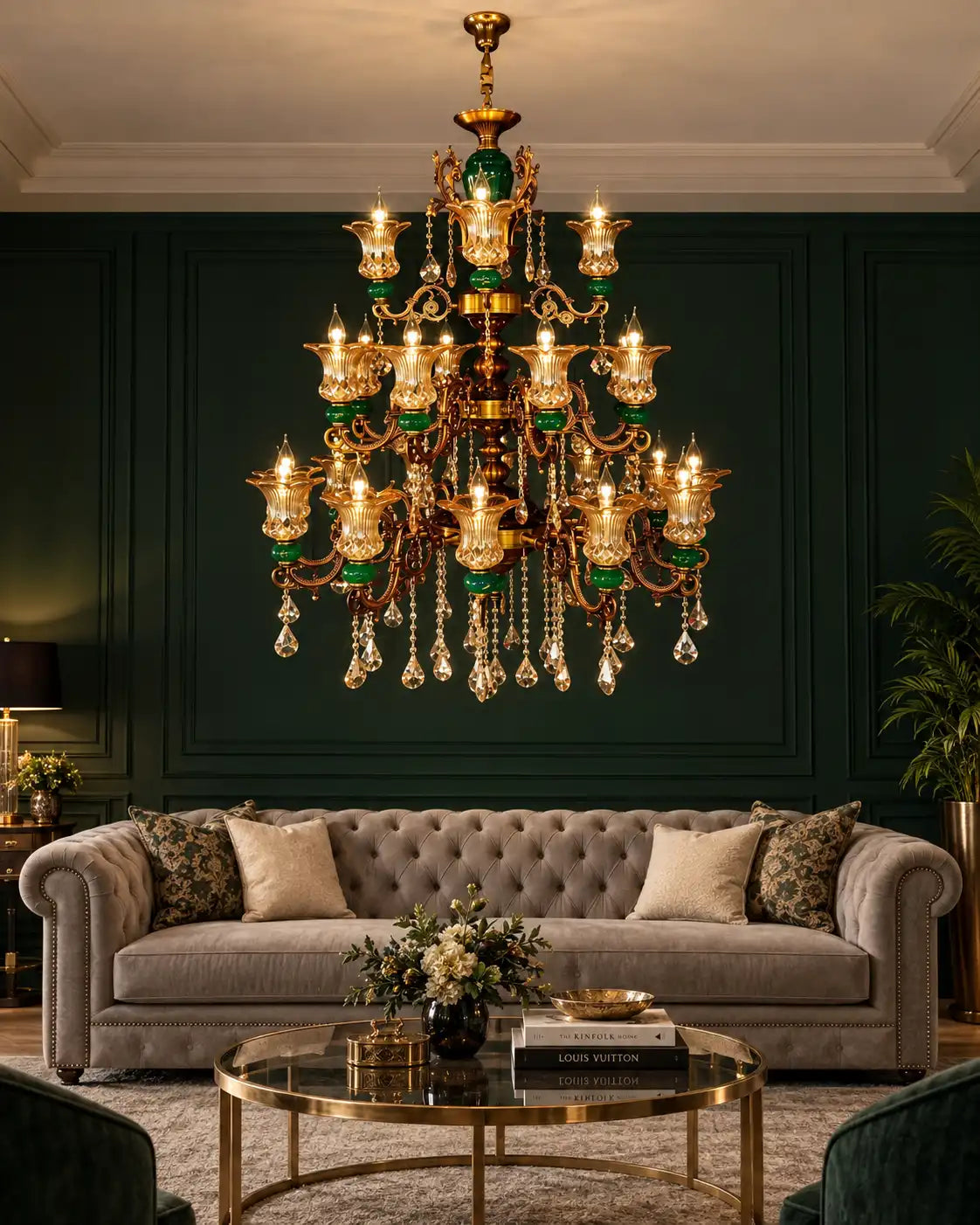 Emerald Crest Tiered Chandelier - 24 Lights