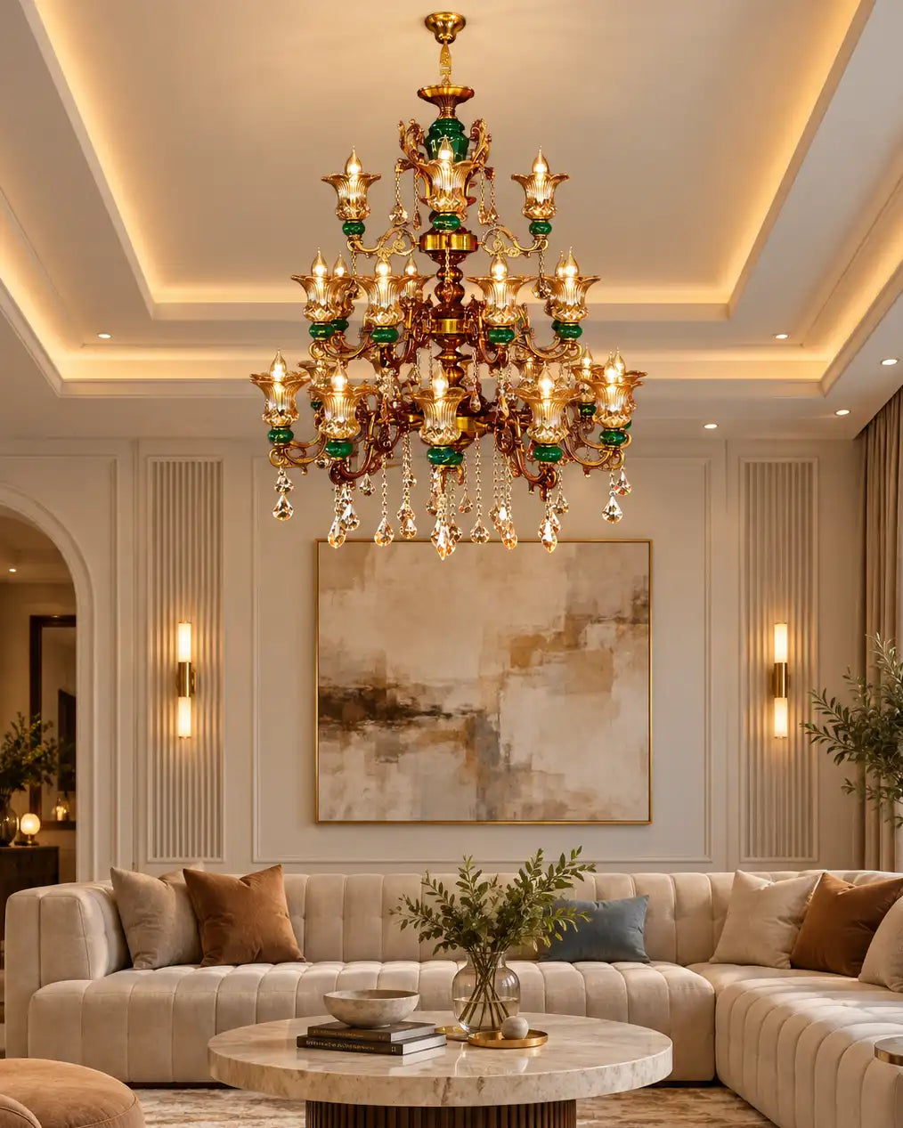 Emerald Crest Tiered Chandelier - 24 Lights