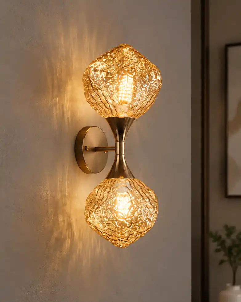 Textured Glass Double Wall Sconce