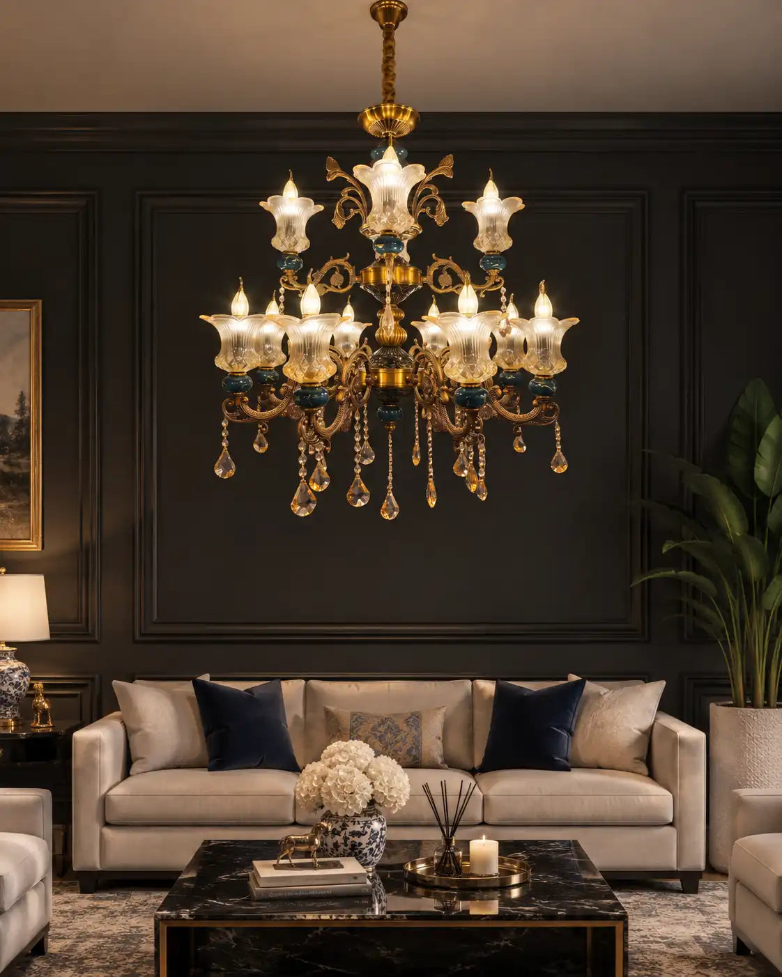 Emerald Crest Tiered Chandelier - 12 Lights