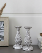 Silver Ornate Floral Candle Stand - Small 