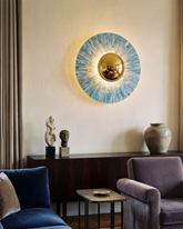 Oceanic Blue Mosaic Sunburst Wall Light 