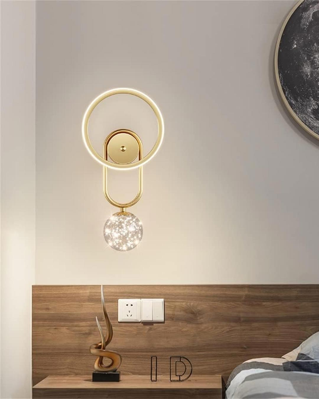 Clear Glass Ball LED Wall Light - Gold - The Decor Kart