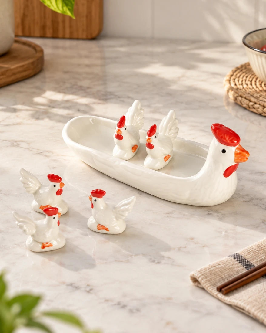 Rooster Boat Chopstick Holder