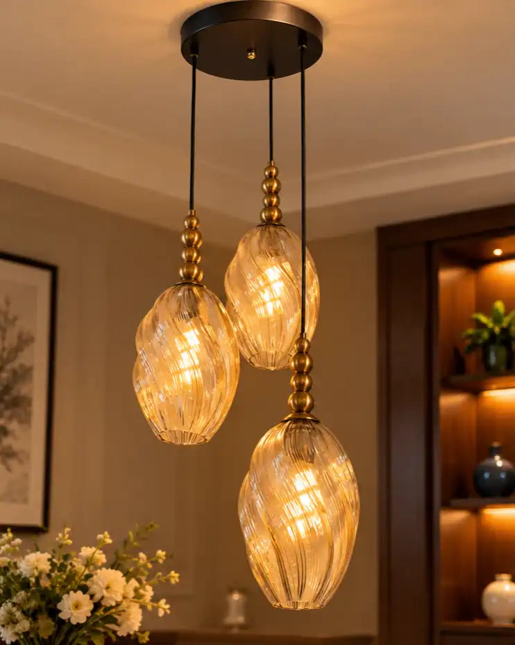 Celestia Triple Sculpted Pendant Light