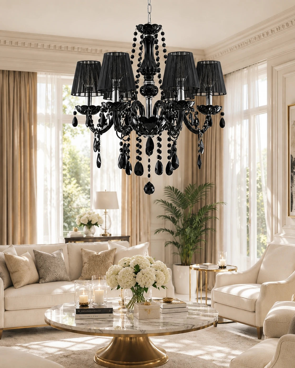 Midnight Drama Chandelier - 6 Bulbs 