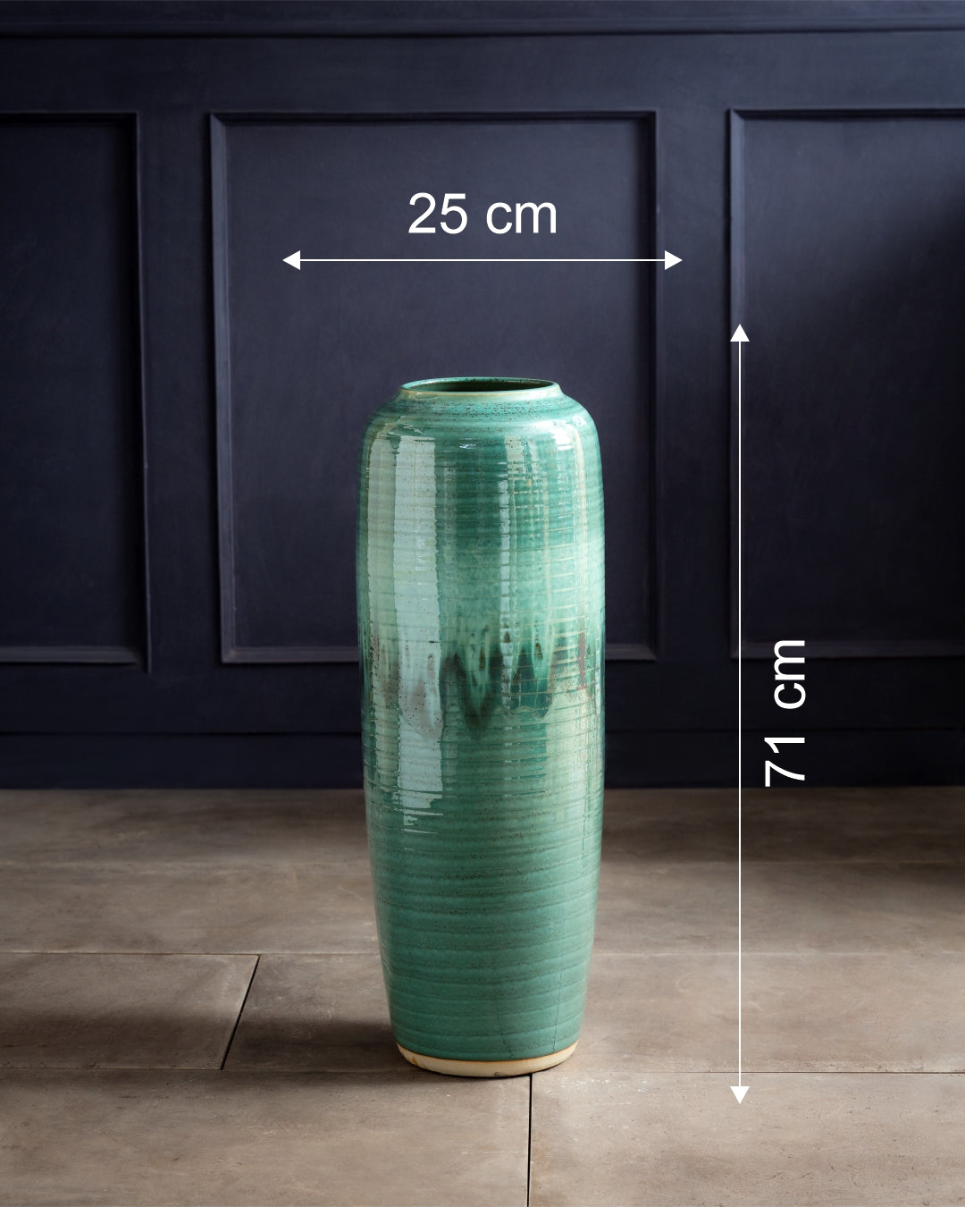 Deep Emerald Textured Floor Vase - Small 