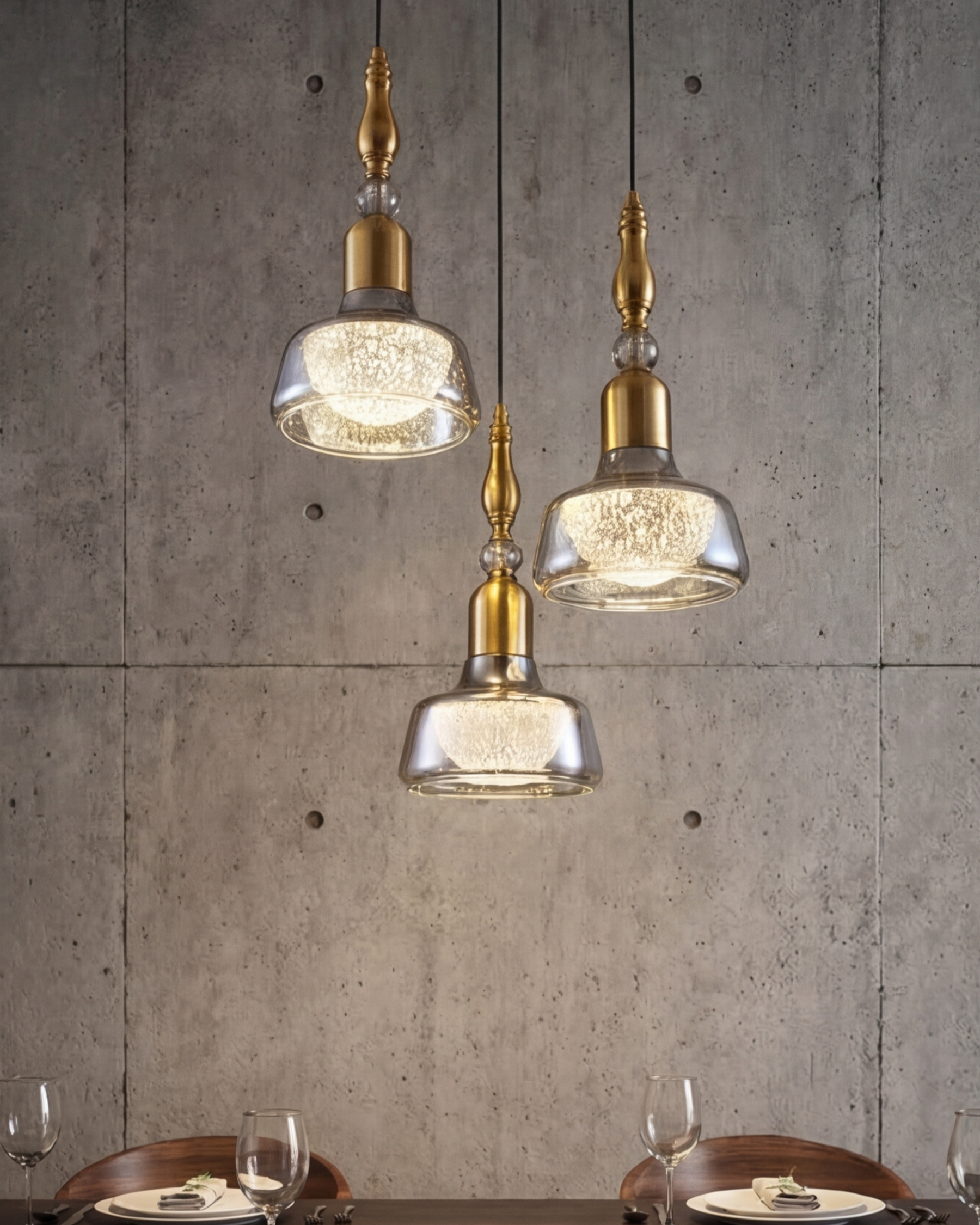Vintage Glass Trio Pendant Light 