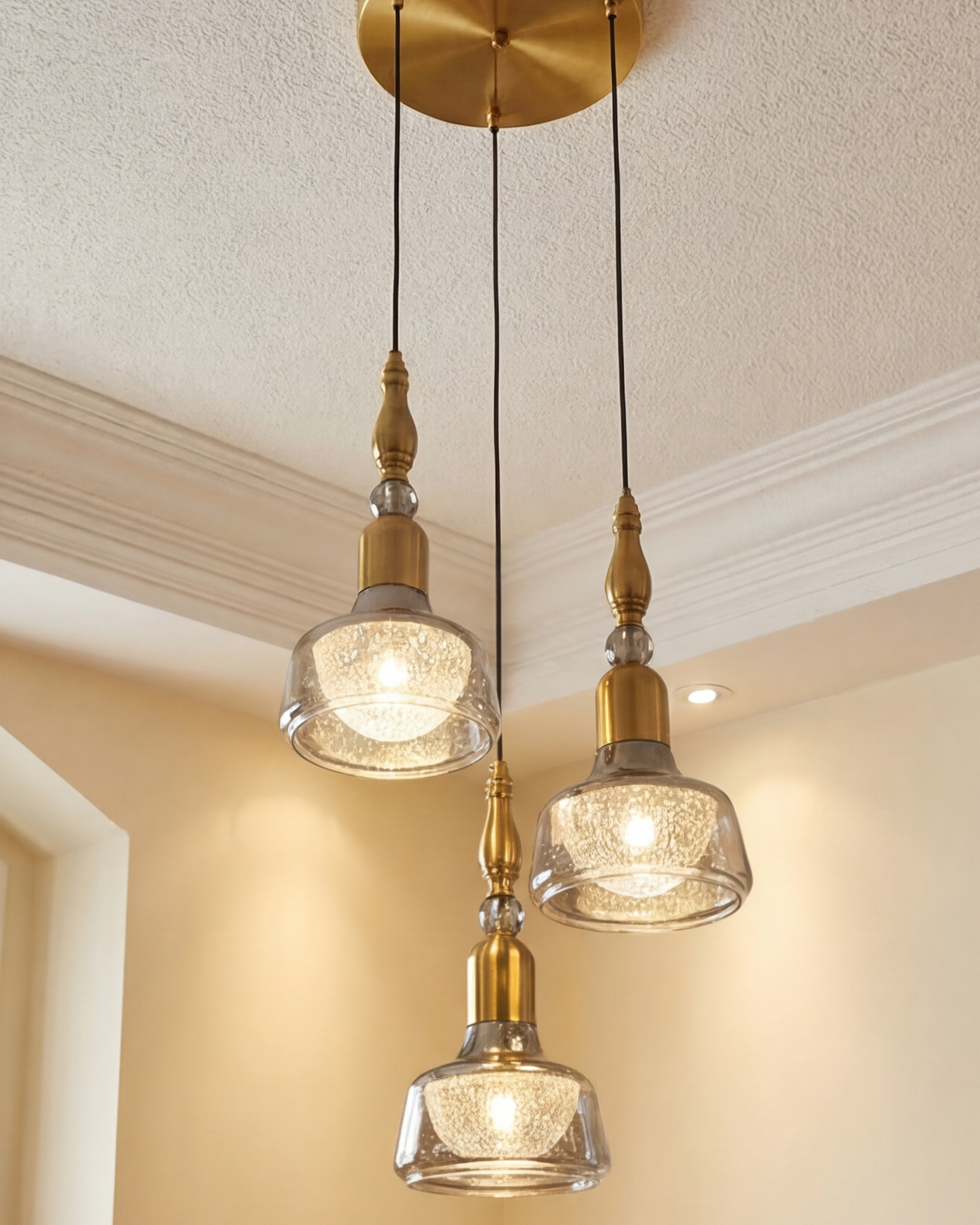 Vintage Glass Trio Pendant Light 