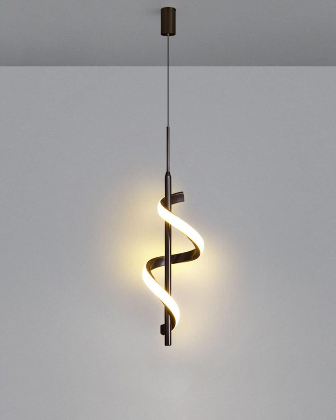 Spiral Lustre LED Pendant Light - Black - The Decor Kart 