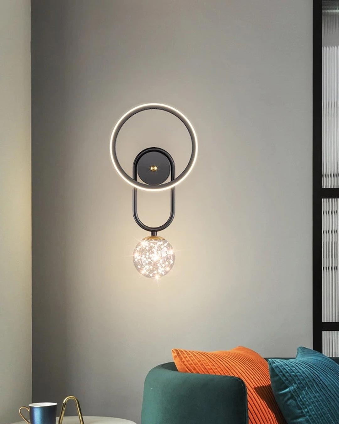 Clear Glass Ball LED Wall Light - Black - The Decor Kart 