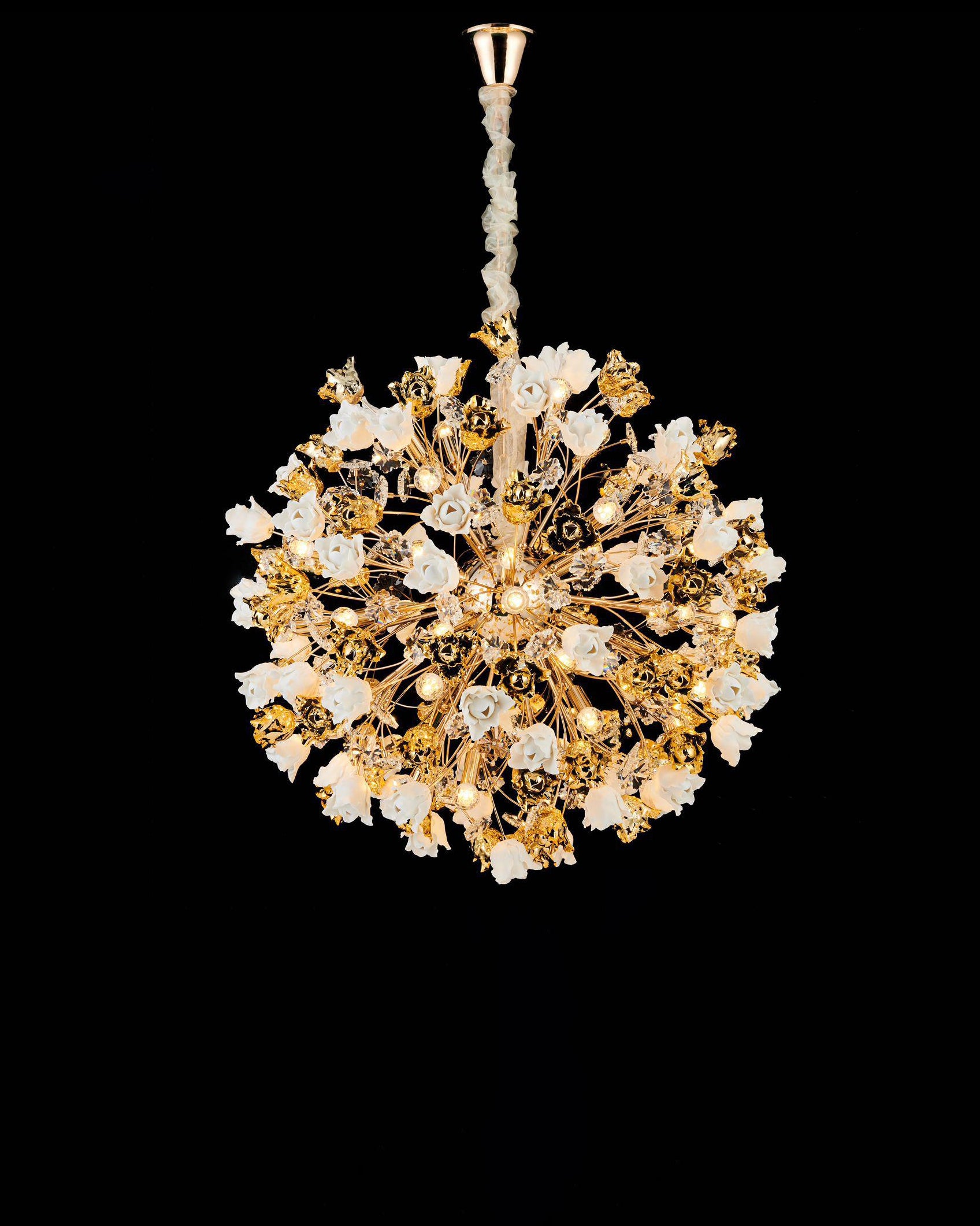 Elegant Floral Sphere Chandelier - 40 Lights 
