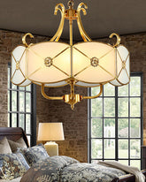 Oriental-Inspired Golden Drum Chandelier 