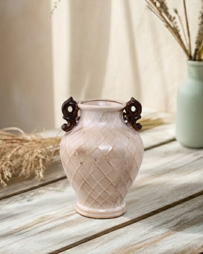 Vintage Bloom Embossed Ceramic Flower Vase 