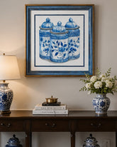 Blue & White Framed Wall art - 12"x12" 