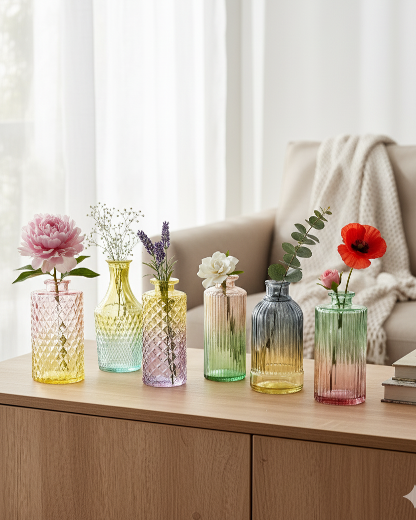 Aurora Harmony Glass Vase - Set Of 6 