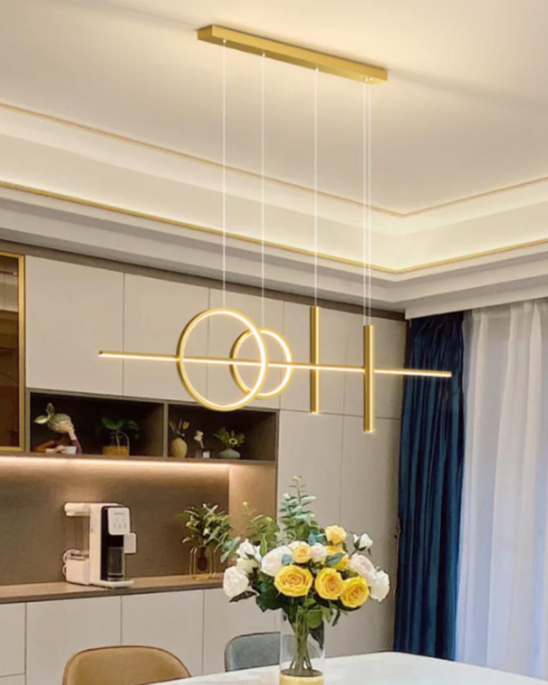 Tahan Modern Linear Pendant Light - Gold - The Decor Kart 