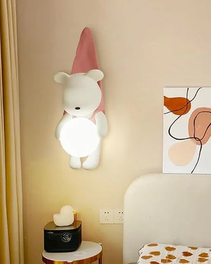Hanging Bear Wall Light - Pink 