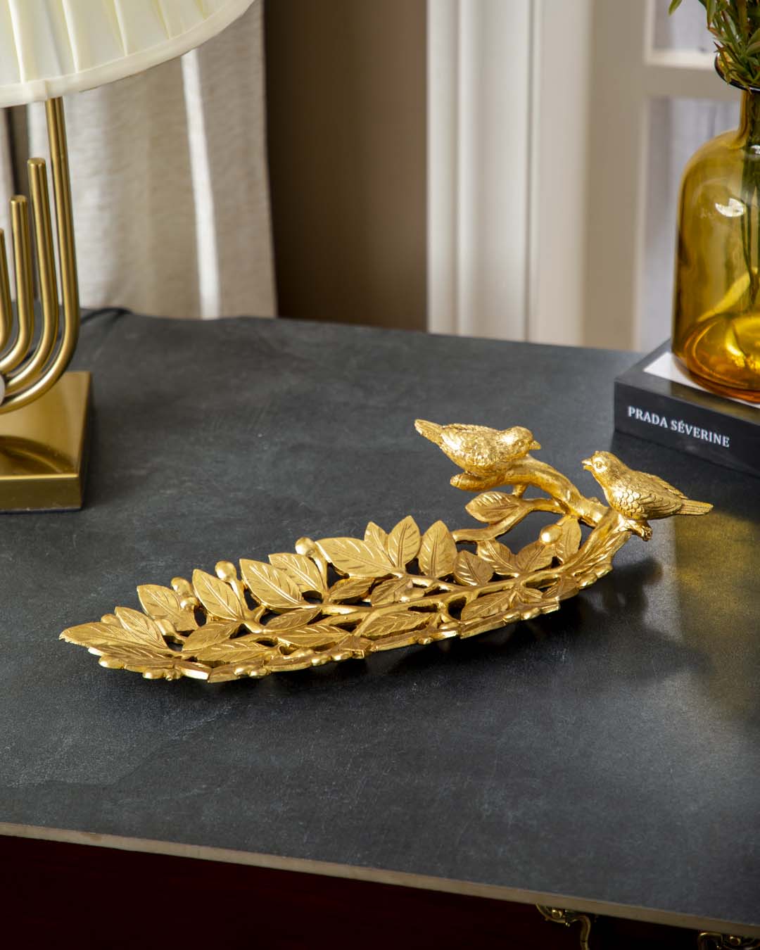 Golden Leaf Decorative Platter 