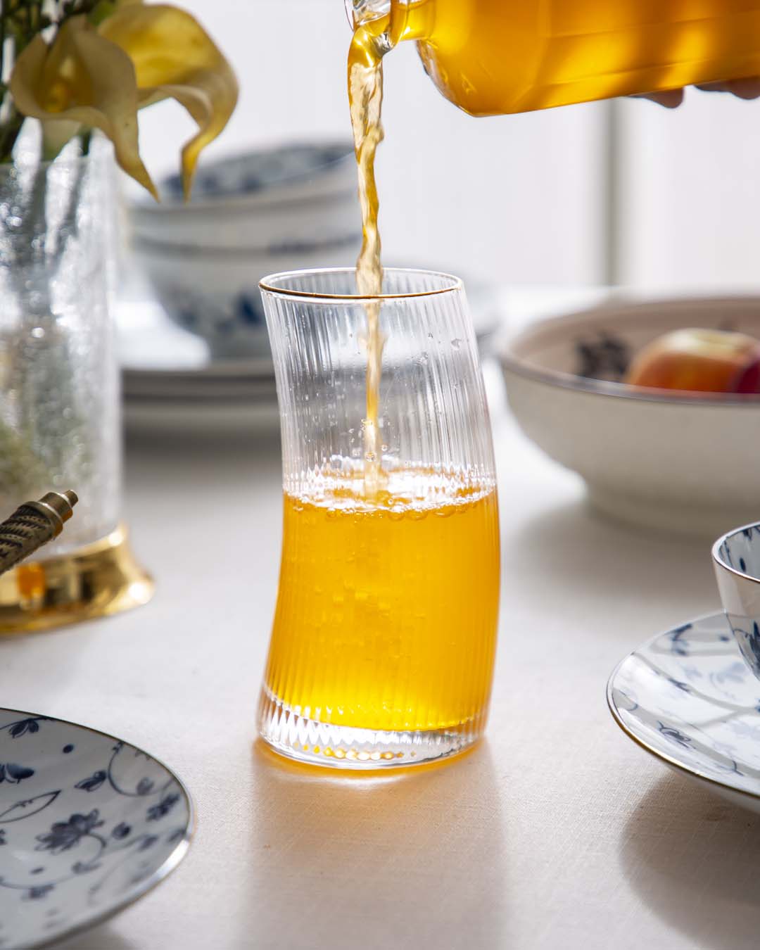 Fluted Tall Drinking Glasses - Set Of 6 