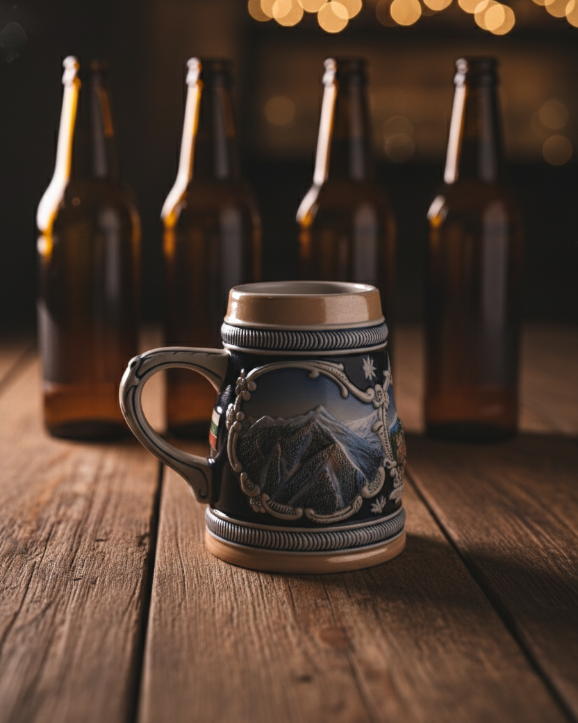 Alpine Mountain Vintage Stein Beer Mug 