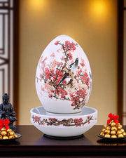 Red Blossom Harmony Ceramic Fountain Lamp
