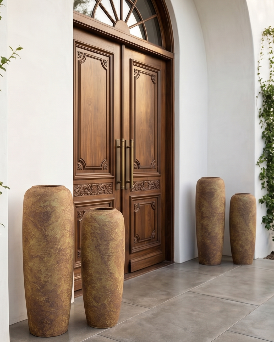 Rustic Earth Tone Floor Vase - Set Of 2