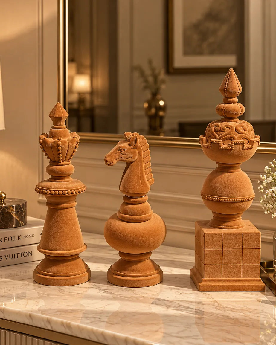 The Grand Strategy Velvet Chess Pieces - Set of 3