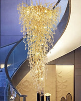Golden Cascade Crystal Double Height Chandelier 