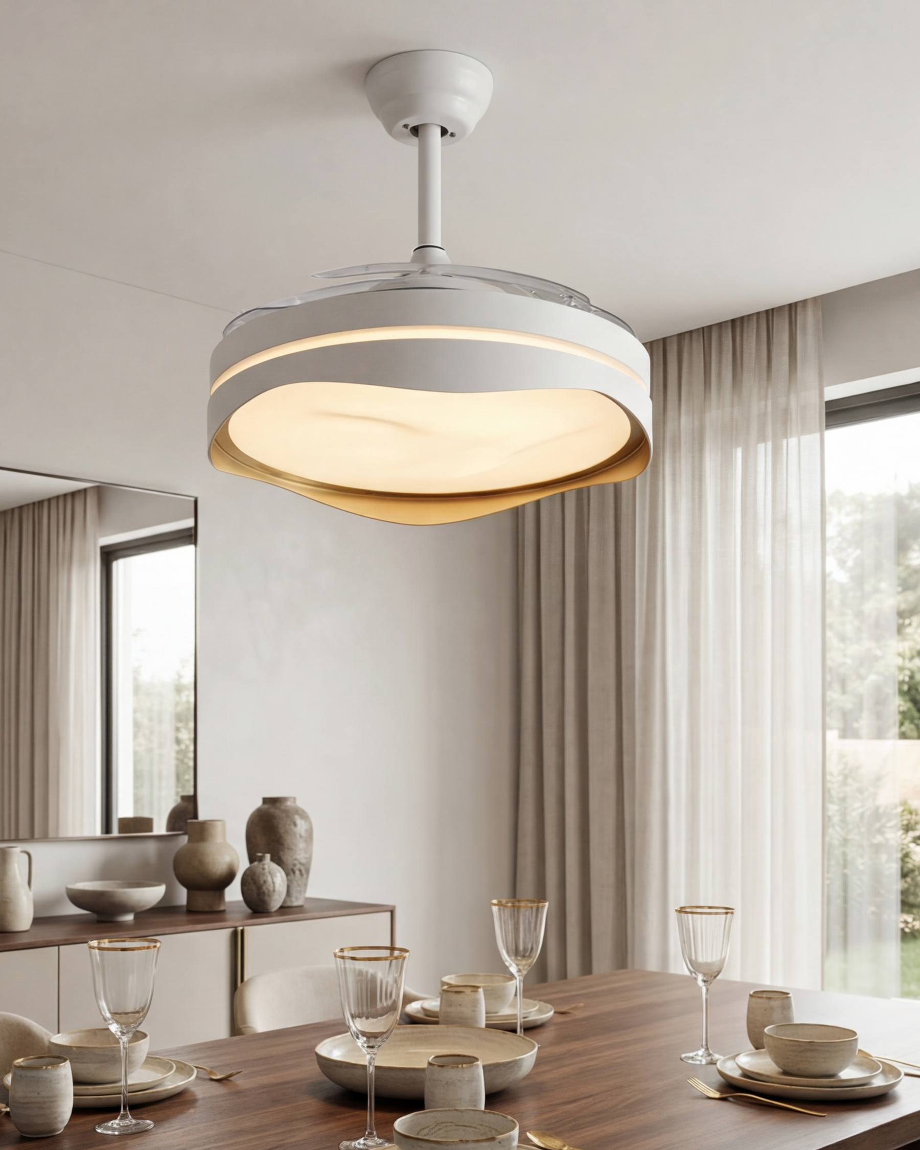 Aura Glide Modern Ceiling Fan Light 