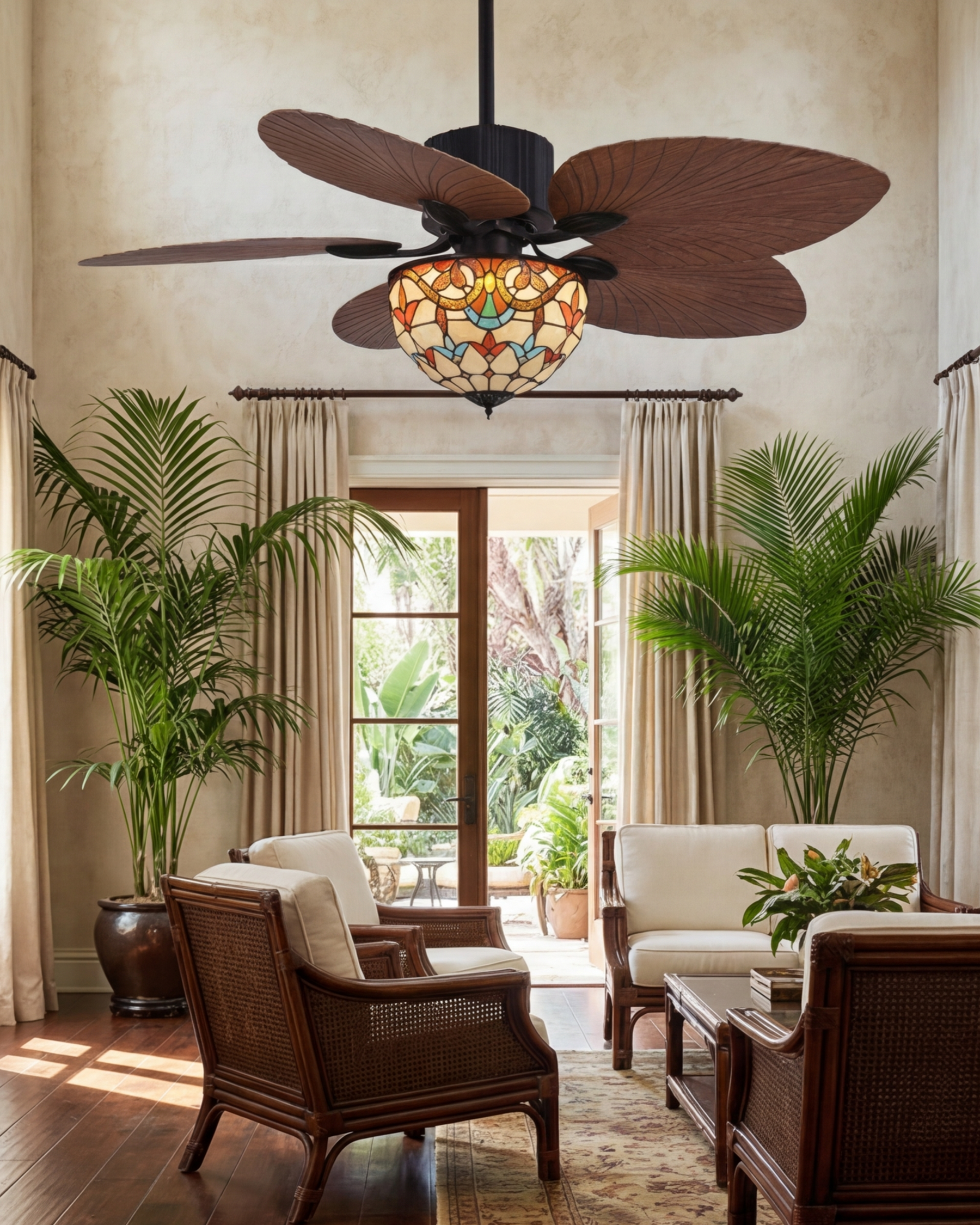 Vintage Mosaic Glow Ceiling Fan Light 