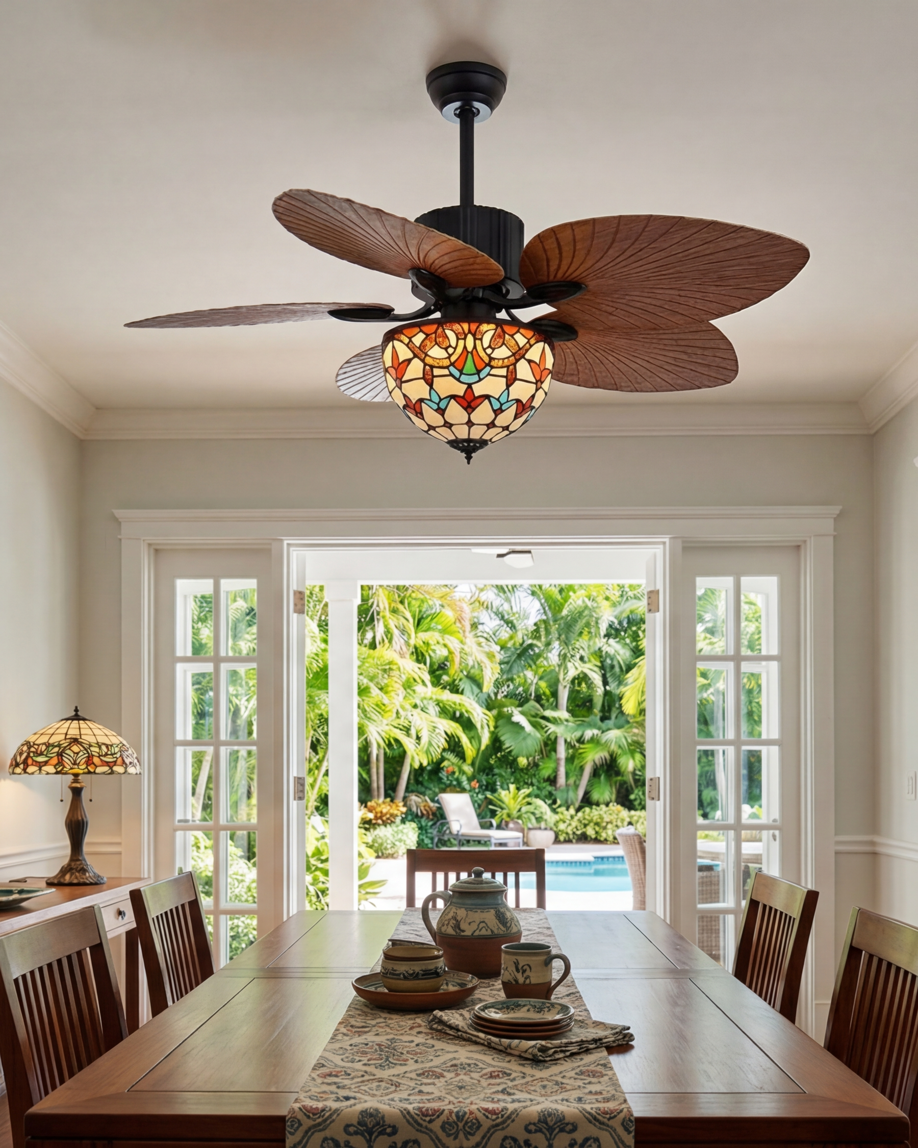 Vintage Mosaic Glow Ceiling Fan Light 