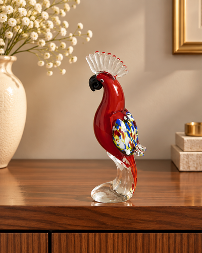 Royal Red Parrot Glass Figurine