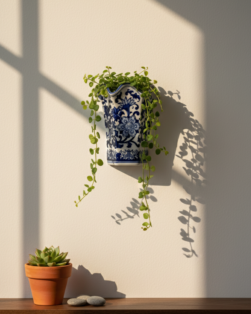 Blue Blossom Elegance Wall Vase