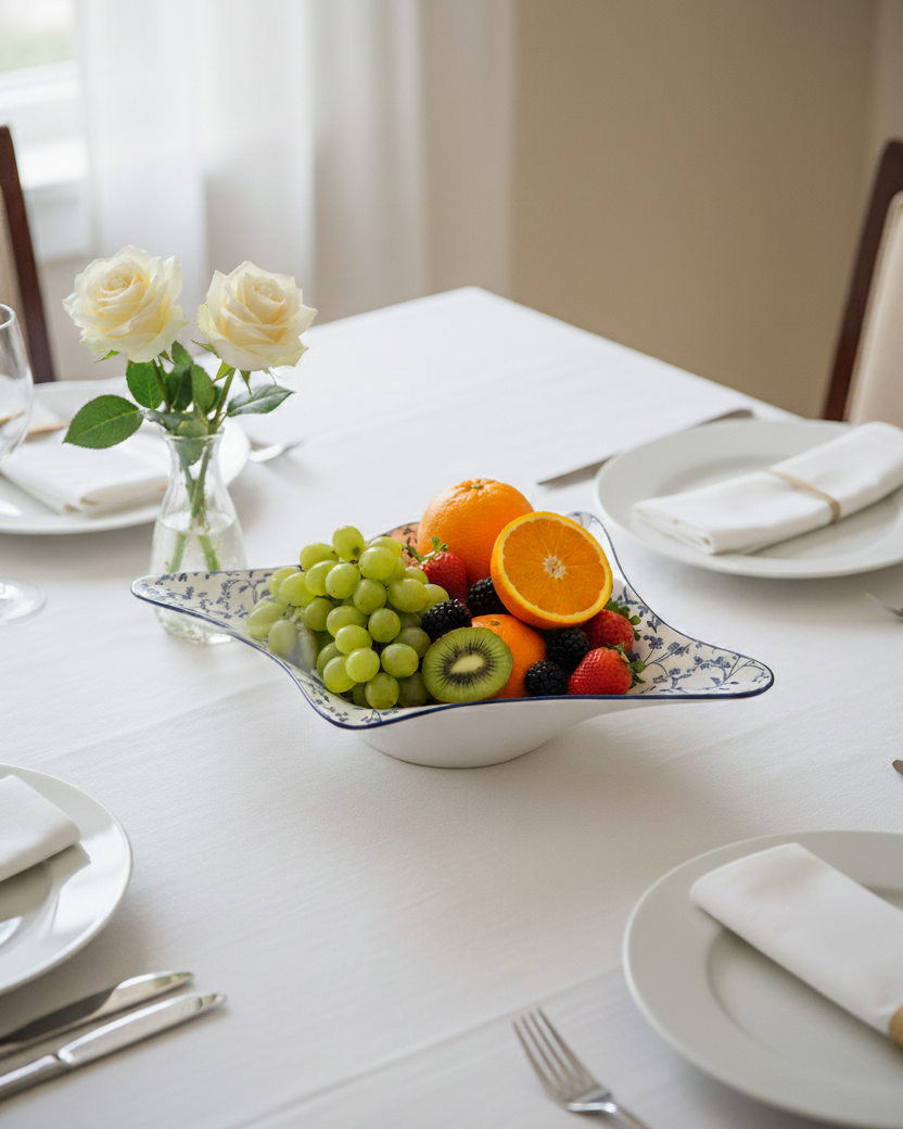 Blue Blossom Wave Ceramic Bowl 