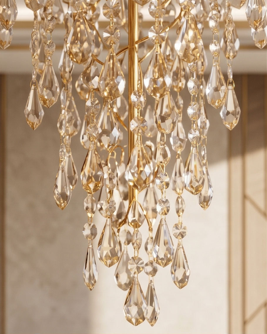 Royal Golden Crystal Cascade Chandelier 
