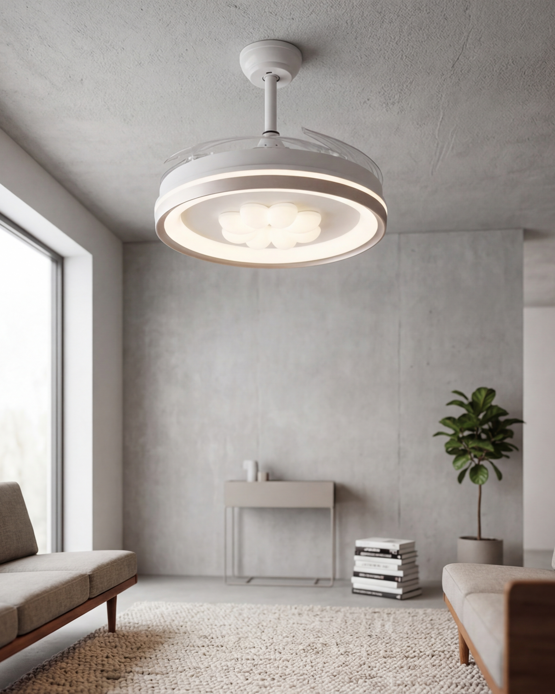 Halo Bloom Retractable Ceiling Fan Light 