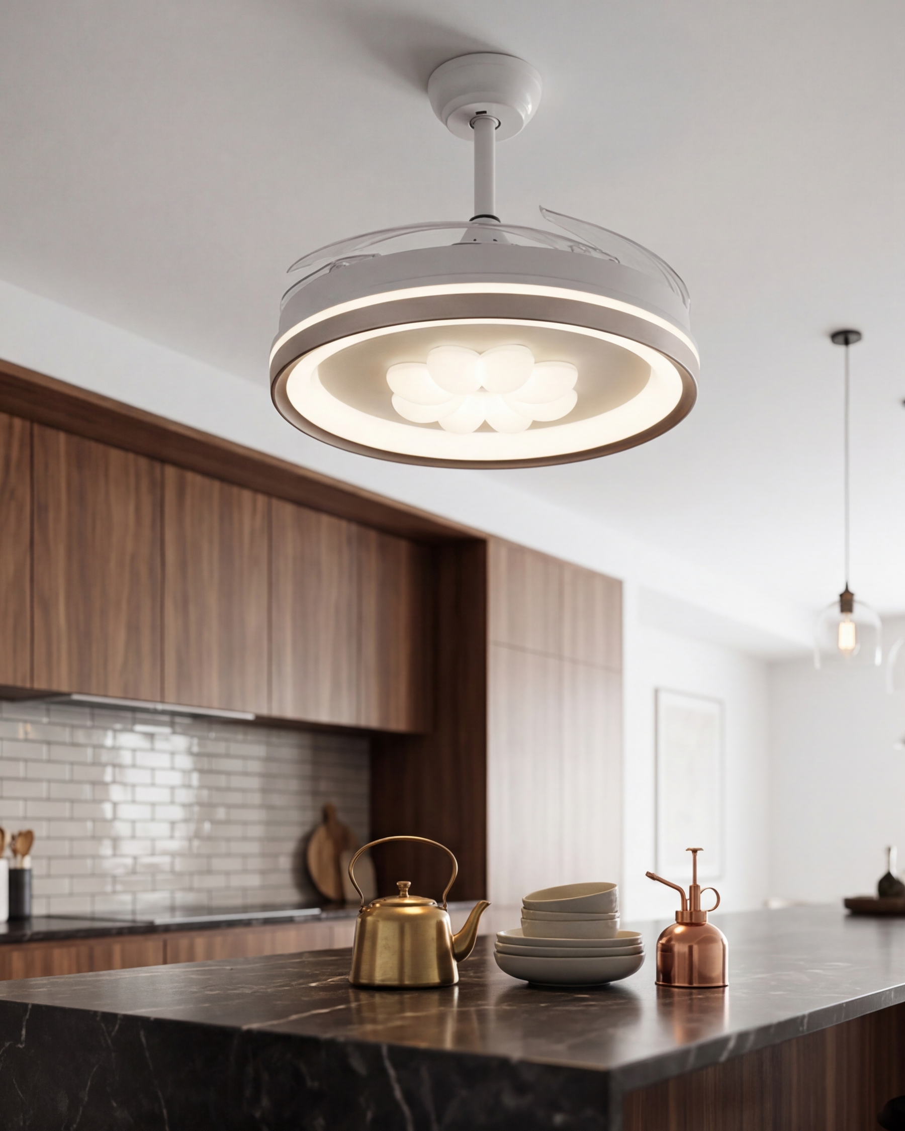 Halo Bloom Retractable Ceiling Fan Light 
