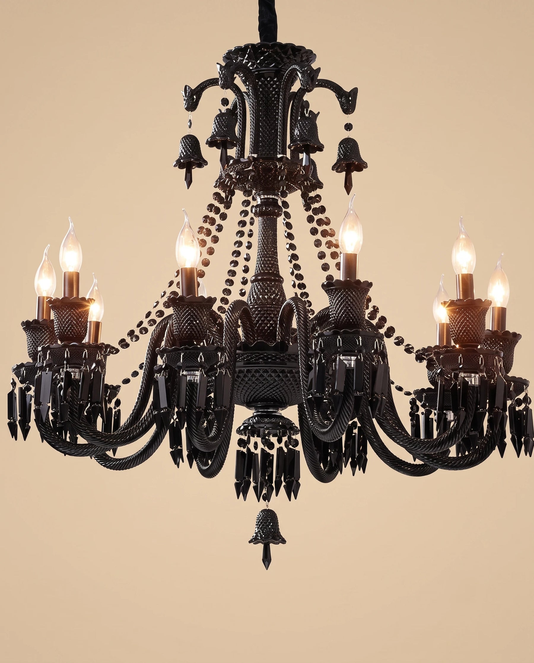 Classic Elegant Crystal 8-Light Chandelier - Black 