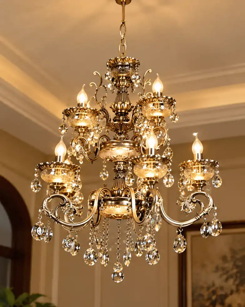 Royal Elegance Crystal Cascade Chandelier - 12 Lights