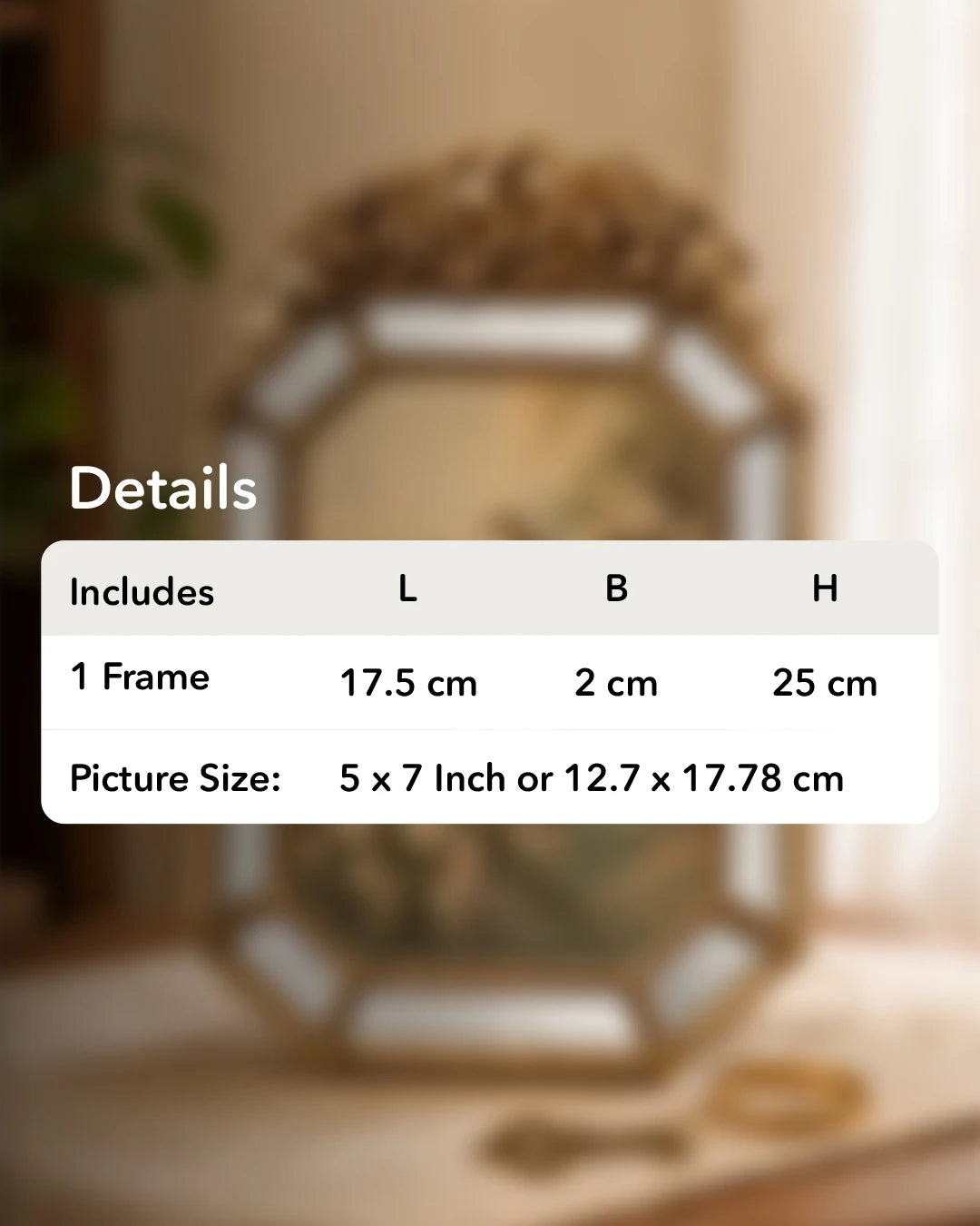 Royal Floral Mirror Edge Photo Frame 