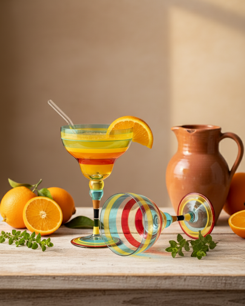 Hand-Painted Margarita Cocktail Glass - 250ml 